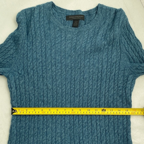 Express Design Studio Y2K cashmere blend teal sweater - Picture 8 of 11